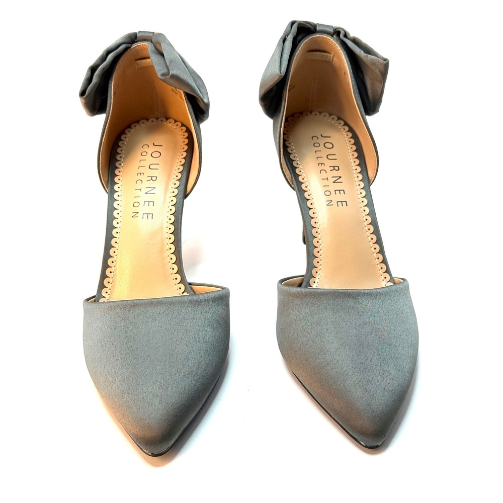 Journee‎ Collection Women's Tanzi Bow Stilettos Heels Charcoal Size 7 NWT/BOX